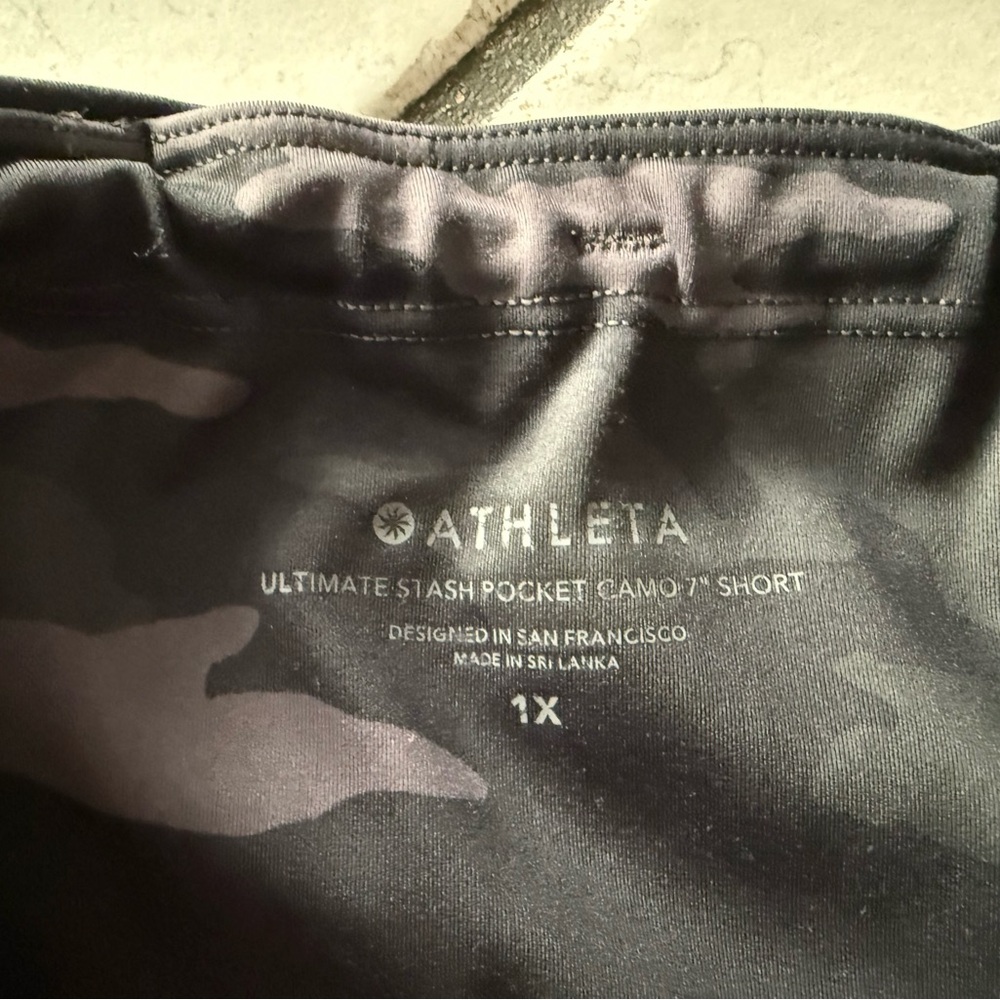 Athleta Black Camo and Pink Bike Shorts - Picture 4 of 5